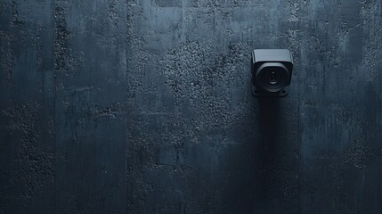 Catch a camera CCTV security system on a dark wall background with copy space, 3D rendering illustration. 