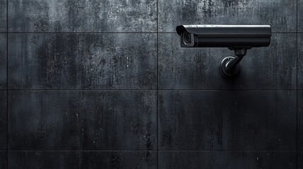 Catch a camera CCTV security system on a dark wall background with copy space, 3D rendering illustration. 