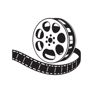 recommend clip art: Vintage film reel, black and white illustration, movie strip, cinematic icon, retro cinema symbol 