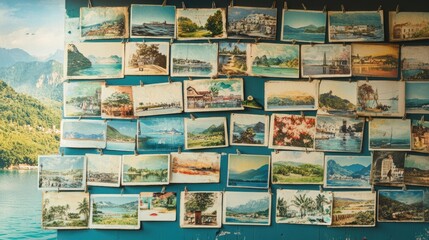 A collection of postcards depicting various scenic landscapes.