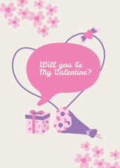 Happy Valentines Day cards, Vector illustration and typography, romantic concept design. For cards, invitations, social networks, print, packaging, cover, design in minimalist modern trendy style