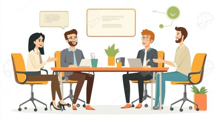 Tech startup office, young professionals in discussion, dynamic workplace,