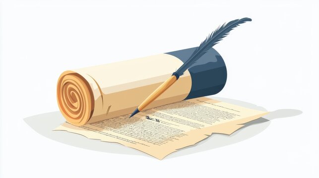 U.S. Constitution and quill, historical document, law and justice,