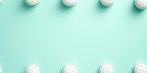 Pastel polka dots create a lively, playful atmosphere on a mint green background with soft pink dots, perfect for celebrations or creative projects