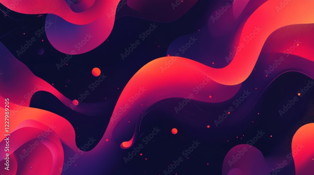 Poster abstract vector background with smooth shiny red waves