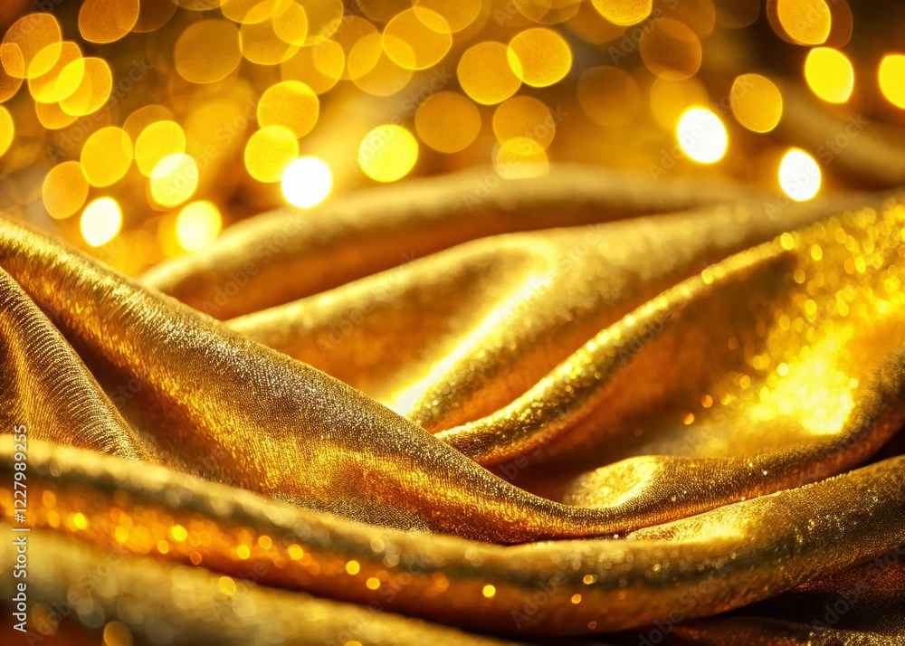 Poster luxurious golden velvet texture with bokeh background - copy space for design