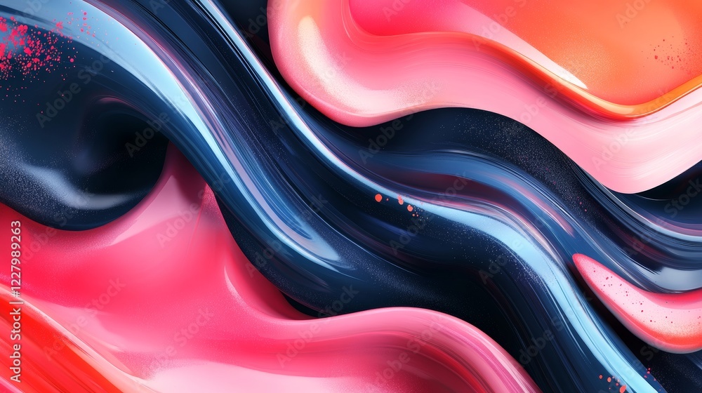 Poster abstract vector background with smooth shiny red waves