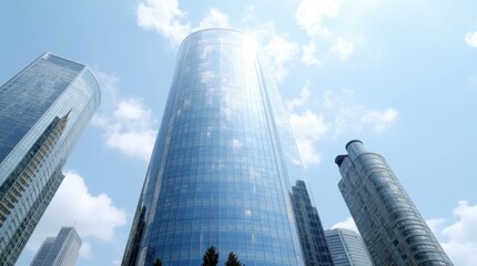 Obraz premium Modern Skyscraper Reflecting Cityscape