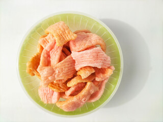 a bowl of fish crackers