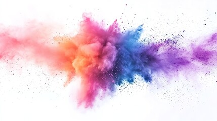 Colorful powder explosion isolated on a white background