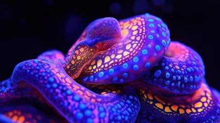 Naklejka premium Vibrant Fluorescent Clam Undersea Macro Photography