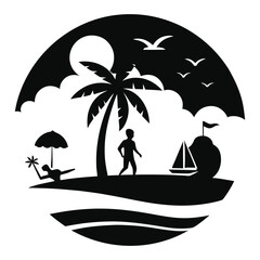 Summer Silhouette Vector Illustration on a Clean White Background