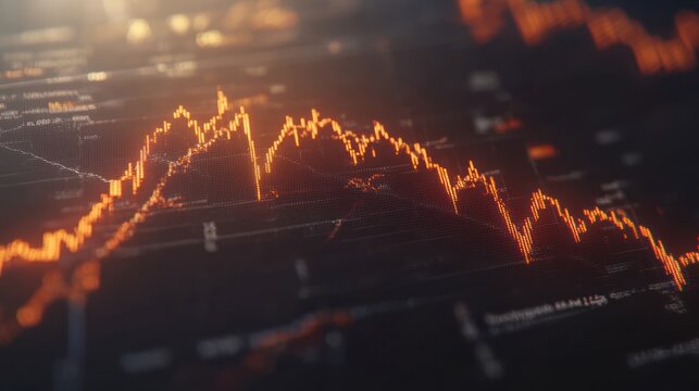Illuminated Stock Market Chart Showing a Decline