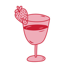 Refreshing strawberry drink served in elegant glass with colorful garnish on summer day