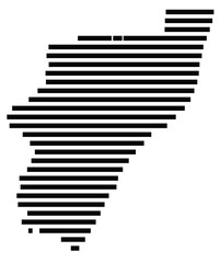 Symbol Map of the region Kwazulu-Natal (South Africa) showing the territory with just a few black horizontal lines