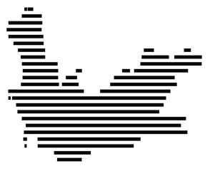 Symbol Map of the region Western Cape (South Africa) showing the territory with just a few black horizontal lines