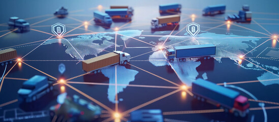 Sourcing and procurement globe with connected supplier icons