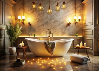 Luxurious Vintage Spa Bathroom Upgrade:  Elegant Freestanding Tub & Marble Details