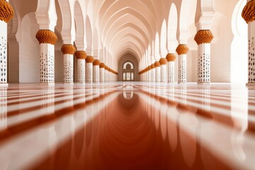 Contemporary Ramadan Elegance Ornate Arches and Gold Accents in Marble Mosques - Seasonal Festival and Luxury Venue Design for Cultural Event Innovation