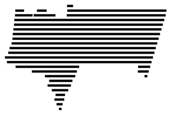 Symbol Map of the region Tarija (Bolivia) showing the territory with just a few black horizontal lines