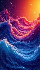 Swirling abstract waves with stippled halftones, texture, waves background