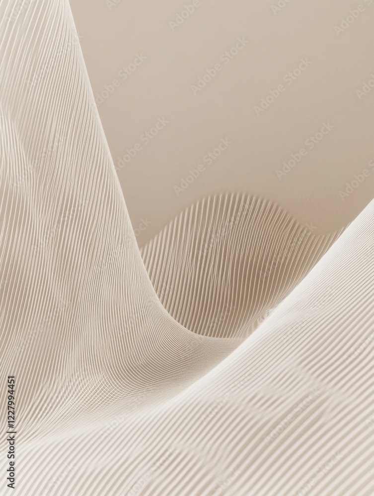 Aufkleber Soft fabric draping over a gentle curve creates a serene atmosphere in a minimalistic setting. Generative AI