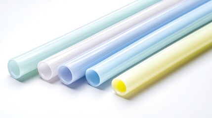 Pastel Colored Tubes Arranged in a Row