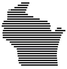 Symbol Map of the state Wisconsin (United States) showing the state with just a few black horizontal lines
