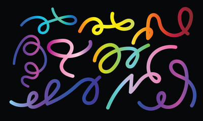 Abstract Background with Dynamic Colorful Line Shapes. Vector Geometric Pattern with Squiggle Gradient Elements.Color Squiggle Curve Pattern Shapes.