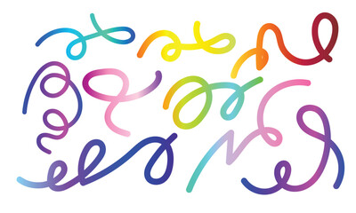 Abstract Background with Dynamic Colorful Line Shapes. Vector Geometric Pattern with Squiggle Gradient Elements.Color Squiggle Curve Pattern Shapes.