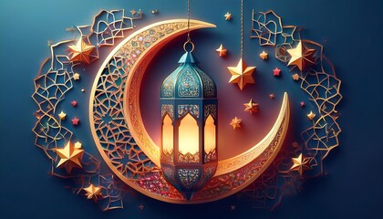 Elegant Ramadan Kareem Collection: Crescent Moons, Lanterns, and Islamic Calligraphy