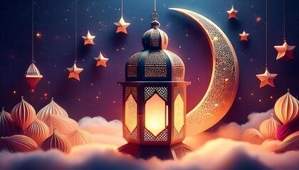 Elegant Ramadan Kareem Collection: Crescent Moons, Lanterns, and Islamic Calligraphy