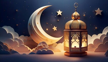Elegant Ramadan Kareem Collection: Crescent Moons, Lanterns, and Islamic Calligraphy