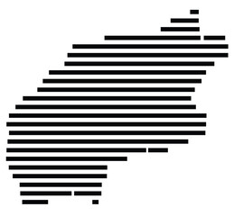 Symbol Map of the region Viana do Castelo (Portugal) showing the territory with just a few black horizontal lines