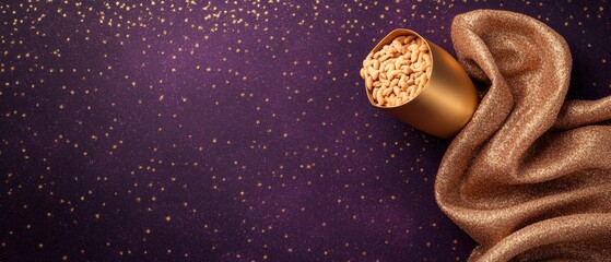 Contemporary Purim Elegance Gold Confetti and Glittering Textures for Spring Celebrations and Marketing Design in Luxury Event Planning