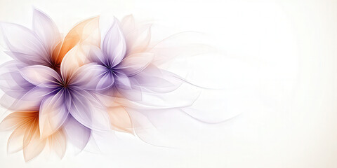 Fototapeta premium Abstract pastel floral waves background featuring flowing flower-like patterns in soft peach and lavender tones for a creative spring-inspired design