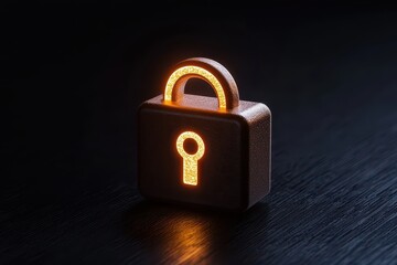Fototapeta premium Illuminated padlock symbolizing security and protection in a digital environment.
