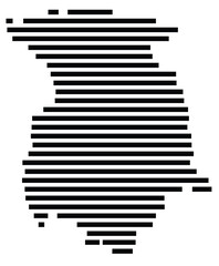 Symbol Map of the region Marijampole (Lithuania) showing the territory with just a few black horizontal lines