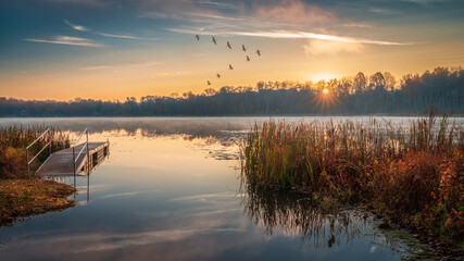 sunrise over the lake