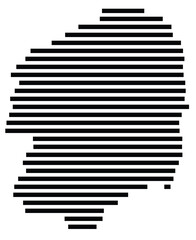 Symbol Map of the prefecture Tochigi (Japan) showing the territory with just a few black horizontal lines