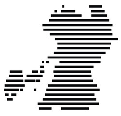 Symbol Map of the prefecture Kumamoto (Japan) showing the territory with just a few black horizontal lines