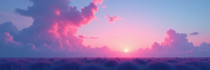 Fototapeta premium Soft pink and blue hues dance across the sky at dusk, natural, colors, peaceful