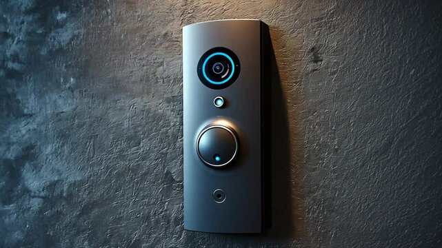 Modern Doorbell Panel with Video Surveillance in Apartment Building