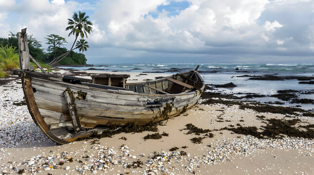 Remains of a wooden boat