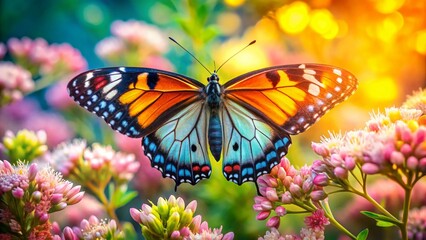 Naklejka premium Macro Photography: Vibrant Butterfly on Spring Blossoms
