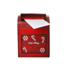 Santa Claus mail box with letter isolated on white. Christmas tradition