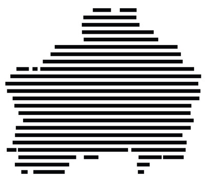 Symbol Map of the region Rapla (Estonia) showing the territory with just a few black horizontal lines