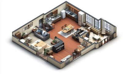 Obraz premium 3d rendering of furnished home apartment 