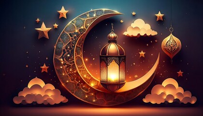 Elegant Ramadan Kareem Collection: Crescent Moons, Lanterns, and Islamic Calligraphy