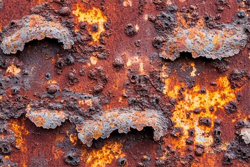 Fototapeta premium Rusty metal backdrop featuring textured, grainy surfaces for graphic design use